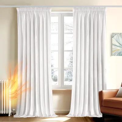 Verdunkelnde Vorhänge, 2 Paneele, 140×175 cm, Weiß, Polyester