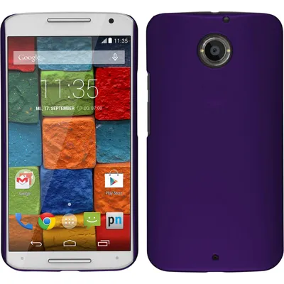 Produktbild von PhoneNatic Case kompatibel mit Motorola Moto X 2014 2. Gen. - Hülle lila gummiert Hard-case + 2 Schutzfolien