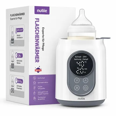Produktbild von Flaschenwärmer Baby, Nuliie 10-in-1 Elektrischer Flaschenwärmer für Muttermilch oder Milchnahrung mit Intelligenter Temperaturregelung