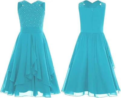 Produktbild von Mädchen Chiffon Abendkleid mit Strasssteinen Gr. 164 – Elegantes festliches Kleid für Hochzeit, Abschluss, Taufe, Kommunion, Geburtstag & Party