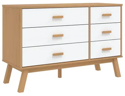 Produktbild von vidaXL Schubladenschrank OLDEN Weiß und Braun Massivholz Kiefer