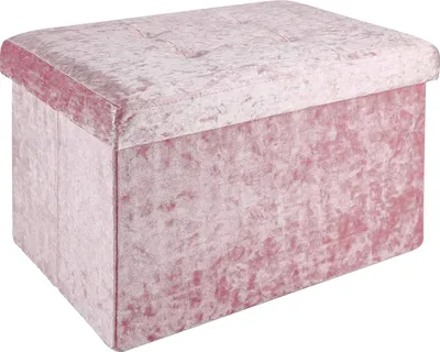 Immagine prodotto di Intirilife Panca pieghevole 49x30x30 cm in velluto rosé - cubo di seduta con vano portaoggetti e coperchio con rivestimento in velluto - cubo di seduta poggiapiedi cassetta portaoggetti sgabello a cassapanca