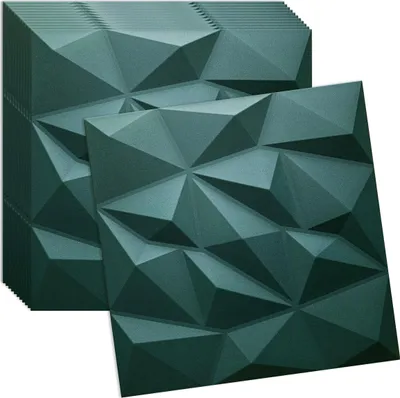 Produktbild von Verdico | 3D Wandpaneel Polystyrol - Flaschengrün - 50x50 cm - 12 Stück - Elegantes Design für stilvolle Räume, Wand- & Deckenverkleidung