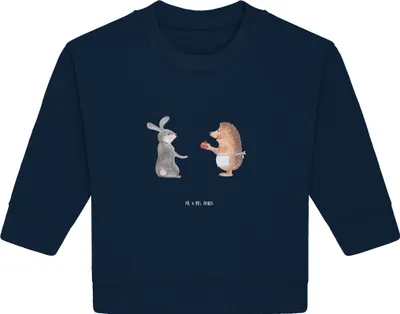 Produktbild von Mr. & Mrs. Panda Organic Baby Pullover Hase Igel 24. - 36. Monat - French Navy - Geschenk, Bullover, und, Trösten, Liebe Spruch, Herzschmerz, Lustige Sprüche
