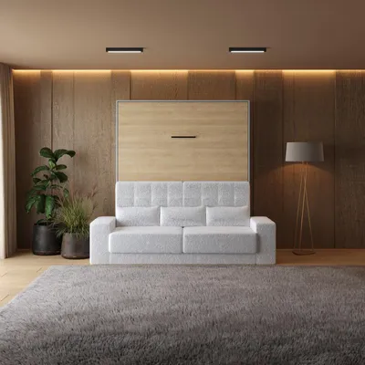Produktbild von Schrankbett M1 180x200 Perlgrau/Kaiserberg Eiche Vertikal inkl.Weiss SOFA