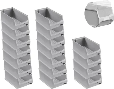 Produktbild von SuperSparSet 18x Graue Sichtlagerbox 4.0 mit Abdeckung | HxBxT 15x20x35cm | 7,2 Liter | Sichtlagerbehälter, Sichtlagerkasten, Sichtlagerkastensortiment, Sortierbehälter