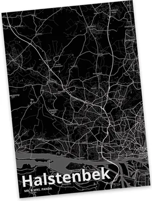 Produktbild von Mr. & Mrs. Panda Grußkarte Halstenbek - Geschenk, Fotokarte, Stadt, Postkarte, Postkarten, Ansichtskarten, Ansichtskarte, Dorf Karte Landkarte Map Stadtplan
