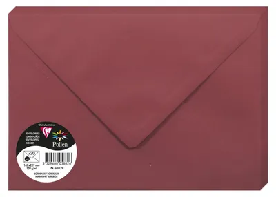 Zdjęcie produktu dla Clairefontaine, opakowanie zawierające 20 kopert Pollen C5, 162 x 229 mm, 120 g, kolor bordowy