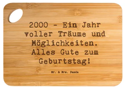 Produktbild von Mr. & Mrs. Panda Hackbrett Spruch 2000 Geburtstagsträume - Transparent - Geschenk, Schneidebrett, Frühstücksbrettchen, Holzbrettchen, Geburtstagsfeier, Glückwunsch, Brett