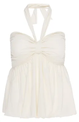 Produktbild von Beiges Damen Top mit Neckholder-Ausschnitt und ärmellosem Schnitt, Größe XS