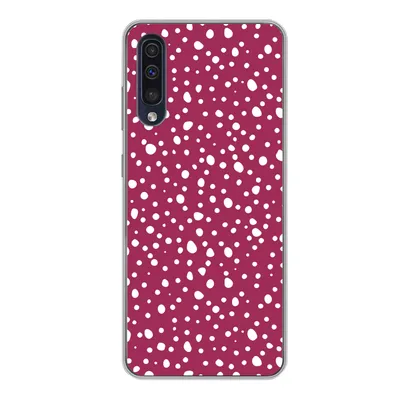 Produktbild von MuchoWow® Handyhülle Schutzhülle Hülle für Samsung Galaxy A50 Tupfen - Rot - Weiß Silikon Softcase Handy Hülle - Mobiltelefonhülle