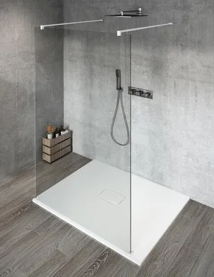 Produktbild von Gelco VARIO WHITE Dusch-Glasteil, freistehend, Klarglas, 800 mm