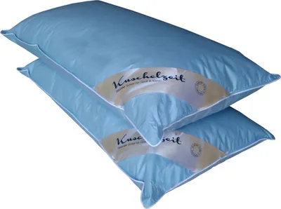 Produktbild von Kopfkissen Set Kuschelzeit 40x80 cm in blau - mit je 500 Gramm Füllung aus 70% Federn und 30% Daunen