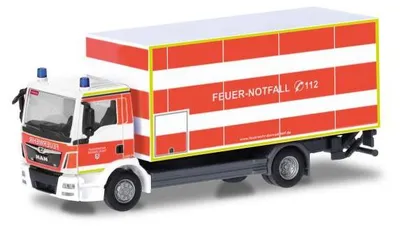 Image de MAN TGM 4x2 Porteur avec hayon arrière Pompiers de Düsseldorf, HER098076, Échelle 1/87, HERPA