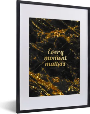 Produktbild von MuchoWow® Gerahmtes Poster Zitate - Gold - Glitter - Marmor 30x40 cm - Poster mit Schwarzem Bilderrahmen Wandposter Rahmen Foto Bilder - Wandposter Schlafzimmer