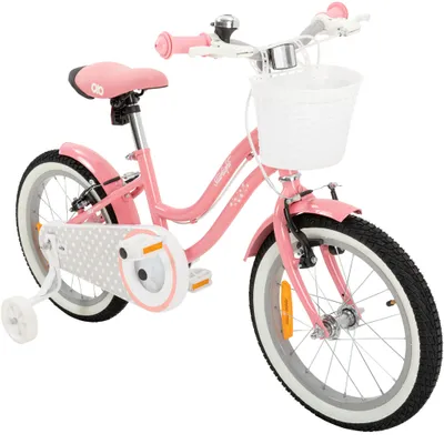 Produktbild von Actionbikes Kinderfahrrad Starlight 16 Zoll | Kinder Fahrrad - V-Brake Bremsen - Kettenschutz - Fahrradständer - 4-7 Jahre (Rosa)