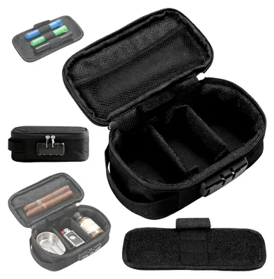 Produktbild von Geruchsdichte Tasche mit Zahlenschloss, wasserdichte und stoßfeste Aufbewahrungsbox für Reisen und Zuhause (Schwarz)