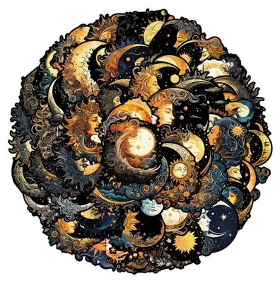 50 Vintage-Aufkleber, Sonne & Mond, skandinavisch, 4,7 cm