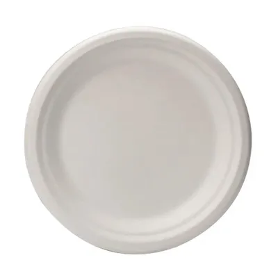 Produktbild von RyanPack Zuckerrohr Bagasse Teller 18 cm Weiß – Einweg Teller – 1000 Stück Karton