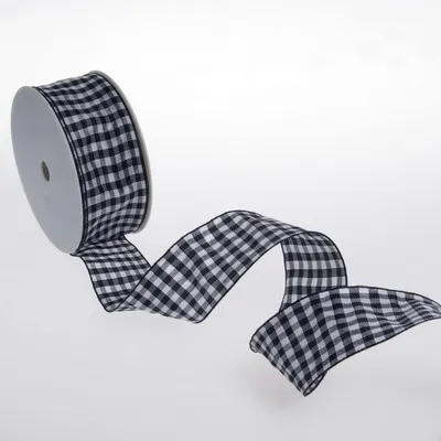 Produktbild von Karoband mit Drahtkante - dunkelblau - 40 mm auf 25 m Rolle - 64098 40 79