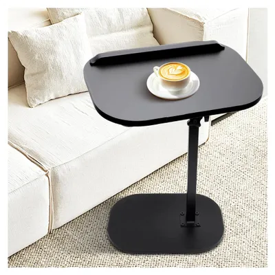 Produktbild von C-förmiger Beistelltisch, 360° drehbar, höhenverstellbar, kleiner Wohnzimmertisch, Kaffeetisch für Sofa und Bett, Laptoptisch für Schlafzimmer und Wohnzimmer (Schwarz)