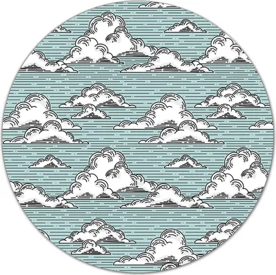 Produktbild von Glas Schneidebrett Herdabdeckplatten Schneideplatten Rund - 40 cm - Wolken weiß blau