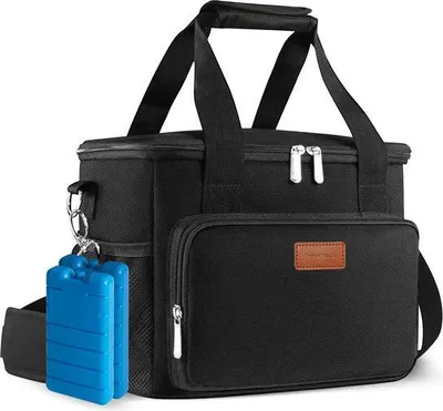 Produktbild von Kühltasche 15L Schwarz mit 4-lagiger Isolierung, wasserabweisend und Tragegurt