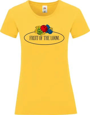 Produktbild von Fruit of the Loom Ladies Iconic 150 T-Shirt mit Vintage-Logo auf der Brust Farbe: sonnenblumengelb - Vintage-Logo groß Größe: M