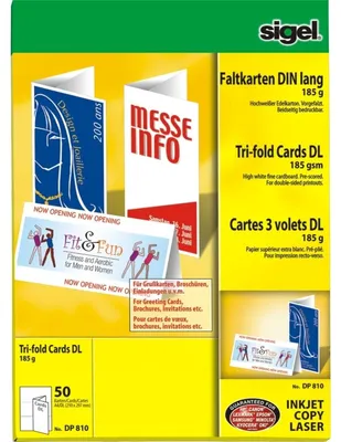 Immagine prodotto di sigel DP810 PC-Faltkarten, DIN lang (A4), 185 g/qm, hochweiß
