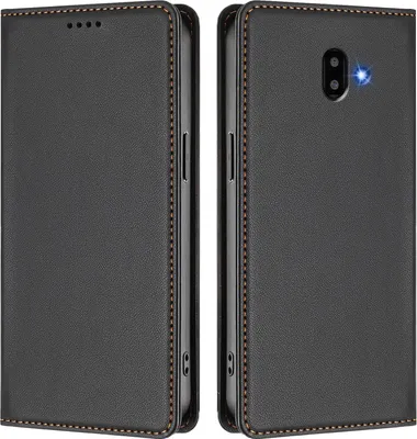 Image de Etui en cuir pour Samsung Galaxy J6 Plus, étui magnétique en cuirPolyuréthaneavec support Noir