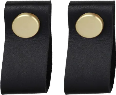 Produktbild von Natural Goods Berlin Möbelgriff SCHLUPPE, Möbelknopf, Schrankgriff, Knauf für Schublade und Tür, Schwarz, Gold (gebürstet), 2 Stück