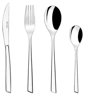 Produktbild von BRA Bari | 24-teiliges Edelstahlbesteckset mit Steakmesser, Edelstahl 18/10, modernes Design, glänzend polierte Oberfläche, Stärke 3,5 mm (6 Personen)
