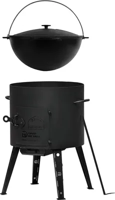 Produktbild von SET Feuerofen UTSCHAK  Ø ca. 40 cm + BRIZOLL Kazan WOK Gusseisen Camping 15 L + Schaumlöffel 49cm