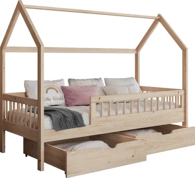 Produktbild von MIRJAN24 Kinderbett Gaja 90, Kinderzimmer Bett mit zwei Bettschubladen, Lattenrost, Holzkonstruktion (Farbe: Nuche, Größe: 90x200 cm)