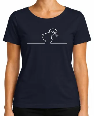 Produktbild von La Linea Balum Strichmännchen Retro Cartoon Osvaldo Cavandoli Damen T-Shirt, Navy, L