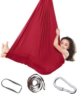 Topchances Indoor-Therapie-Schaukel für Kinder und Jugendliche, weiche Hängematten-Schaukel mit besonderen Bedürfnissen für Kinder, für Yoga, sensorische Integration, Outdoor, Camping, 1.5m*2.8m, Rot