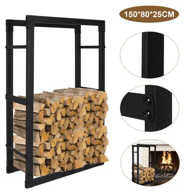 Produktbild von Eikuavons Kaminholzregal Brennholzständer 150*80*25CM wetterfestem Metall Brennholz Brennholzregal