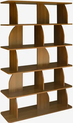 Produktbild von sweeek - Regal, exotische Bibliothek Holzdekor 5 Fächer - Nussbaumfarben
