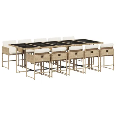 Produktbild von vidaXL 11-tlg. Garten-Essgruppe mit Kissen Beige Poly Rattan