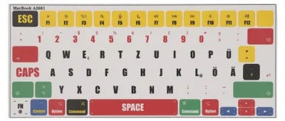 Produktbild von kwmobile Tastatur Aufkleber kompatibel mit Apple MacBook Air 13.6 M2 (A2681) Touch ID model Keyboard Sticker - Farb-Aufkleber für Deutsche QWERTZ