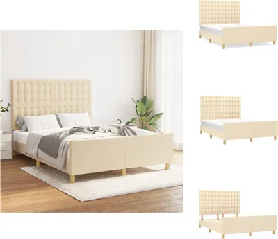 Produktbild von vidaXL Bettgestell mit Kopfteil Creme 140x190 cm Stoff -  Betten & Bettgestelle