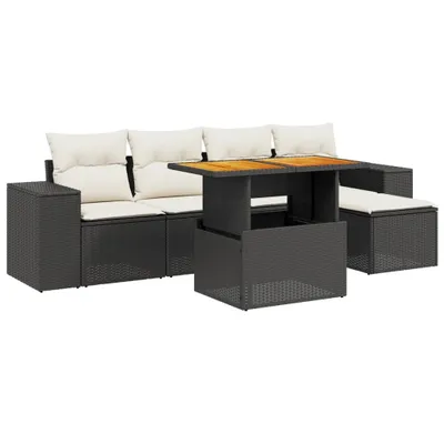 Produktbild von vidaXL 6-tlg. Garten-Sofagarnitur mit Kissen Schwarz Poly Rattan