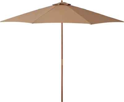 Zdjęcie produktu dla Parasol Outsunny Ø 300 cm, parasol z ochroną UV, parasol balkonowy z drewna, parasol plażowy, stabilny parasol targowy, ochrona przeciwsłoneczna na plażę, taras, do ogrodu, khaki