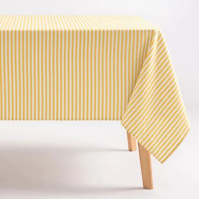 Immagine prodotto di GAMUSI Tovaglia resistente alle macchie – Strisce gialle – 140 x 240 cm – Tessuto misto cotone e poliestere – Idrorepellente e antimacchia – OEKO-TEX