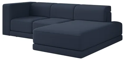 Obrázok produktu pre Selsey Novals – Rohová sedačka tvaru L, 4-miestna, pravostranná, čalúnená látkou chenille, tmavomodrá, 278 cm