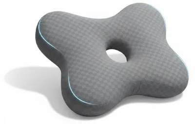 Productafbeelding van Piercingkussen - 49 x 38 x 8 cm - Grijs - Oorkussen met opening - Donutkussen voor zijslapers - Ringkussen voor oorpiercings - Kussen met uitsparing