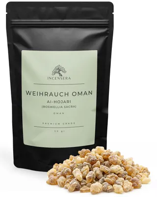 Produktbild von Incensera Weihrauch zum Räuchern, 50 gr aus dem Oman, Räucherharz, naturreines Räucherwerk, Incense Weirauch Harz räuchern, Kirchenweihrauch