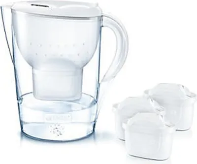 Produktbild von Brita fill & enjoy Starterpaket Marella Cool, Gesamtvolumen 2,4 l (gefiltertes Wasser 1,4 l), incl. 3 Kartuschen MAXTRA+ , Farbe Weiß