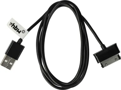 Produktbild von vhbw USB-Kabel kompatibel mit Samsung Galaxy Tab GT-P3110, GT-P3113, GT-P3112, GT-P3110 Wifi Tablet - Datenkabel 2in1 Ladekabel, 120cm Schwarz