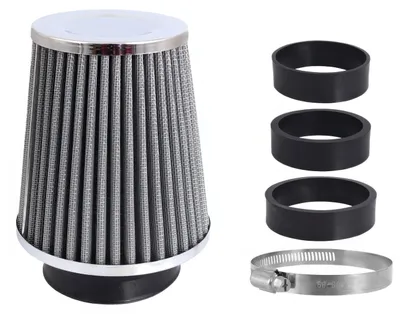 Produktbild von Sportluftfilter konisch 120x130x90 mm, silber/Chrom, Adapter: 60, 63, 70 mm